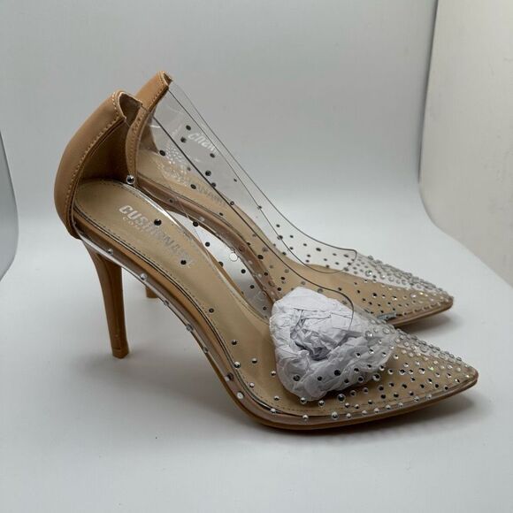 CUSHIONAIRE Women's Clear Rhinestone Dress Pump +Memory Foam 6.5 WIDE CLEAR - Picture 1 of 7